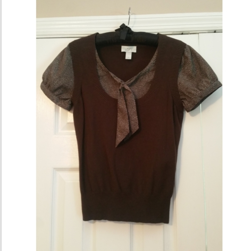 Loft sweater vest/blouse, Small, Brown
